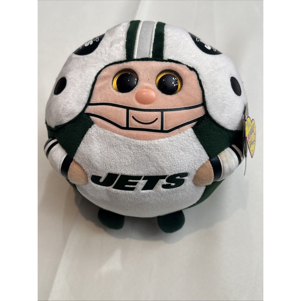 New York NY Jets Ty Plush Green White Fleece Round 2012 10" And 5” Plush RARE - Picture 3 of 5